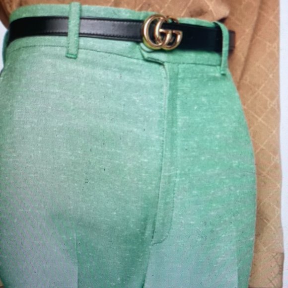 GG Marmont thin leather belt with shiny buckle main image 4